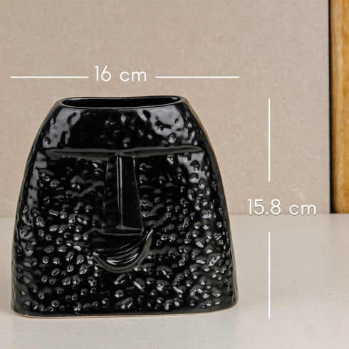 Black Human Face Ceramic Vase - The Earth Store - Vase